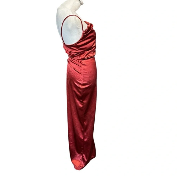 Windsor Lola High Slit Satin Dress size small, burgundy - Picture 4 of 9